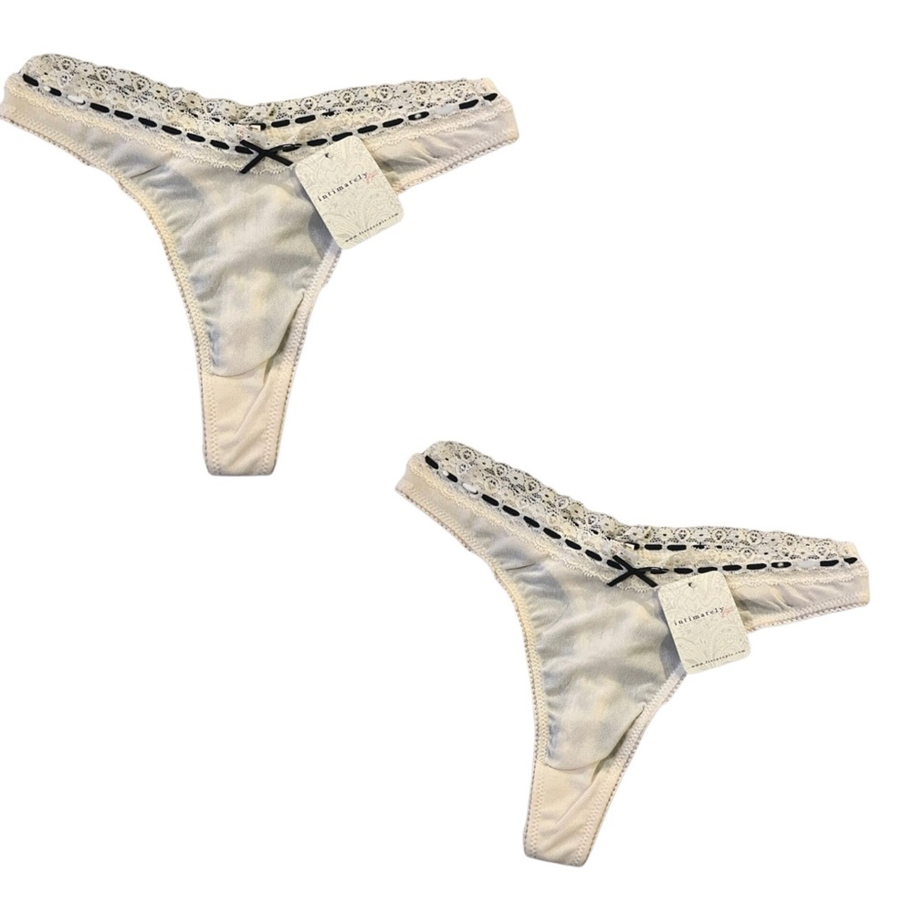 Free People Two So Sweet Thongs Ivory Combo Size Small New with Tags